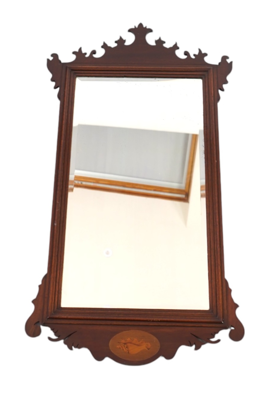 A Georgian style mahogany fret frame wall mirror